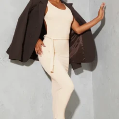 Robe Longue Gris Pierre Côtelée à Dos Ouvert Et Lien Taille -Jolie Vêtue Soldes Magasin cb3f3f5c9749a648be88e866c673d707af3febfe cmt7542 3