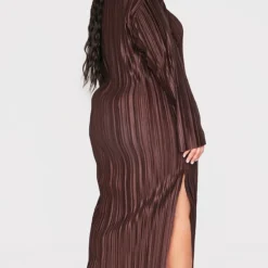 Plus Robe Chemise Mi-longue Oversize Chocolat Plissée -Jolie Vêtue Soldes Magasin cb40f5c1bc6043ae3338b49c6d2a455876eff798 cnd2867 2