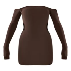 Robe Très Moulante Chocolat à Col Bardot Et Découpes Sur Les Côtés -Jolie Vêtue Soldes Magasin cb9a29dbc7a46f13dc91555037b655e4a871ca4d cnc2999 5