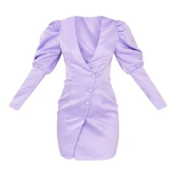 Robe Blazer Asymétrique Lilas Satinée à Manches Bouffantes -Jolie Vêtue Soldes Magasin cbb0898f393bf4f1cdcc0fc17abb65cd8cedbbb7 cmw5579 5