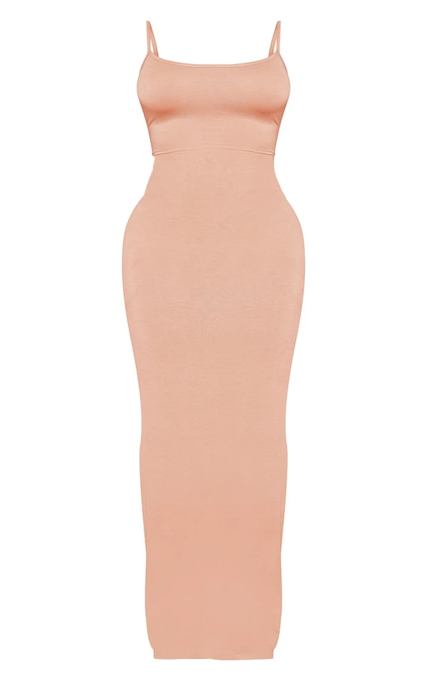 Logic Shape Robe Longue En Jersey Camel à Bretelles 7 Logic Shape Robe Longue En Jersey Camel à Bretelles – Image 5