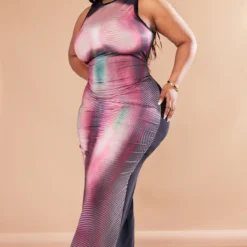 Robe Longue Moulante Dégradée Rose à Imprimé Corps -Jolie Vêtue Soldes Magasin cbbec425c88bca537a70614bef704a38bec5de53 cnd2865 3