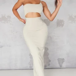 Shape Robe Mi-longue Asymétrique Gris Pierre Stretch Tissée Découpée