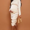 Maternité Robe Moulante De Grossesse Champagne Plissée à Côté Froncé -Jolie Vêtue Soldes Magasin cc5dab079e5519a532c201379251fa5bc5272821 cna9485 1