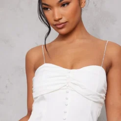 Robe Moulante Satinée Blanche à Boutons Et Bretelles Strassées -Jolie Vêtue Soldes Magasin cc7af25dac44ca0e18cfd6e67889f31542958b26 cnb9166 4