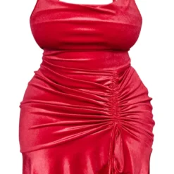 Plus Robe Moulante Volantée En Velours Rouge à Bretelles Et Fronces -Jolie Vêtue Soldes Magasin ccd0ace5b9204fafbfab7e2464b537a02e1b91c9 cnc5142 5