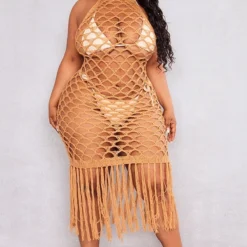 Plus Robe De Plage En Maille Tricot Camel Détail Franges à Dos Nu -Jolie Vêtue Soldes Magasin ccf68269cafa23ba41fe5e1de29932a1fe7421be cnd2850 3
