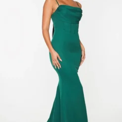 Robe Longue Vert émeraude à Détail Corset Drapé Et Bretelles -Jolie Vêtue Soldes Magasin cd5c6e1ee931cc632f1be83ccc83201893adc1ee cmv0314 4