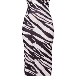 Maternité Robe De Grossesse Longue Imprimé Zèbre Noir & Blanc à Col Bénitier -Jolie Vêtue Soldes Magasin cd884c064623cefb6d0d1308aa248532cc780a22 cne8220 5