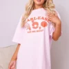 Robe De Chambre Style T-shirt Rose à Slogan "Pearl-ease Let Me Sleep" Imprimé -Jolie Vêtue Soldes Magasin cda5b615ab73b9a2b096a7b9e7bd35ad183fca9e cne1891 1