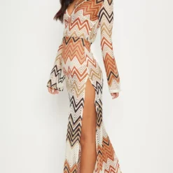 Robe Longue Orange à Imprimé Chevrons -Jolie Vêtue Soldes Magasin cdbbc9dc0f76297d59e764fa011dfc38cf665105 CLW0560 5