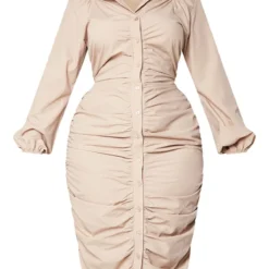 Plus Robe Chemise Mi-longue Gris Pierre En Popeline Froncée à L'avant -Jolie Vêtue Soldes Magasin cdefd05c672e9d76376f237efdee61b690e26b44 cnb4218 5