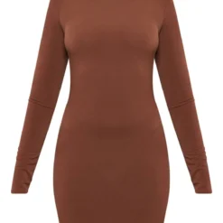 Robe Très Moulante Chocolat à Col Montant Et Dos Lacé -Jolie Vêtue Soldes Magasin ce073eedf651a0052bec3e5889606cc4251a6a6c cnb8578 5