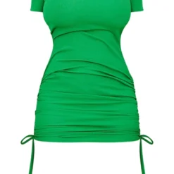 Logic Shape Robe Moulante Côtelée Vert Vif à Côtés Froncés Et Manches Courtes -Jolie Vêtue Soldes Magasin ce260aa084025db866cea7dbe04cff759ebf2610 cmz8613 6