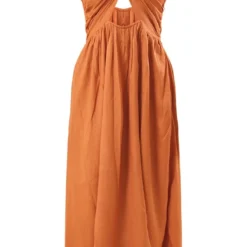 Robe Longue Rouille En Effet Lin à Dos Nu Et Décolleté -Jolie Vêtue Soldes Magasin cf1ed49aa17a64bf98266382be5ae0e56a667e83 cnd8845 5