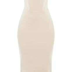 Robe Mi-longue Champagne à Détail Corset Bandage -Jolie Vêtue Soldes Magasin cf2dbe41fbda5db8ee1d1e9e81fe964e3dca8368 cnb7995 5