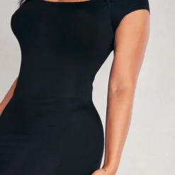 Shape Robe Longue En Coton Noir Découpé Devant à Manches Courtes -Jolie Vêtue Soldes Magasin d00b8b491f364ef9bf735eeb27c0aa0a942e9910 cnd7491 4