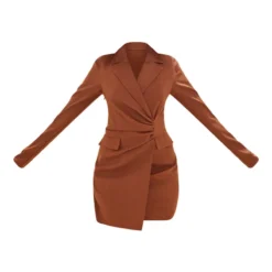 Robe Blazer Café Au Lait Foncé En Maille Tissée à Poches Et Taille Froncée -Jolie Vêtue Soldes Magasin d04bf63038c7611ab909c657586632864e9267ee cnc2990 5