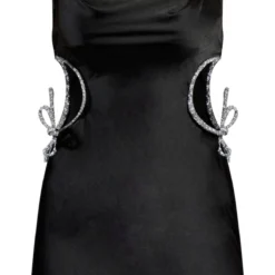 Pure Robe Satinée Noire Découpé à Bretelles Fines Et Strass -Jolie Vêtue Soldes Magasin d0ba5f06c66bb4191722b6a8eef6cc8caacbefdd cna9028 5