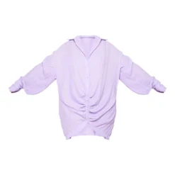 Plus Robe Chemise Texturée Lilas à Détail Drapé Et Manches Longues -Jolie Vêtue Soldes Magasin d0dc310ad48f1124ba91bf41394eb2a07d61f230 cne0685 5