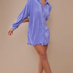 Robe Chemise Lilas Plissée à Ourlet Volanté -Jolie Vêtue Soldes Magasin d0ecd9abef4a0158307454642e78cd273dd2ac30 cnd2233 3