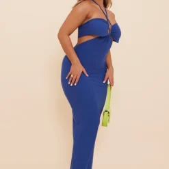 Shape Robe Longue Découpée Bleu Marine à Détail Anneau -Jolie Vêtue Soldes Magasin d158a71f6ad131aff2bf5646c7a439da6df44eb6 cne0379 3