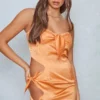 Robe Moulante Satinée Orange à Découpes Nouées Et Bretelles -Jolie Vêtue Soldes Magasin d1b1b8c52469b09c1fc6c7c701e1cc02609813a2 cnd5918 1
