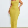 Plus Robe Longue Texturée Chartreuse à Col Bénitier -Jolie Vêtue Soldes Magasin d20db034b24f4ef7f8f1ccedf40d05b2f6c2499d cmy4397 1