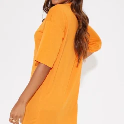 Robe T-shirt Orange Vif Fendue Oversize Style Boyfriend -Jolie Vêtue Soldes Magasin d20f352028f4dc1106b944e61a04795a0addfbe9 cmz1950 3