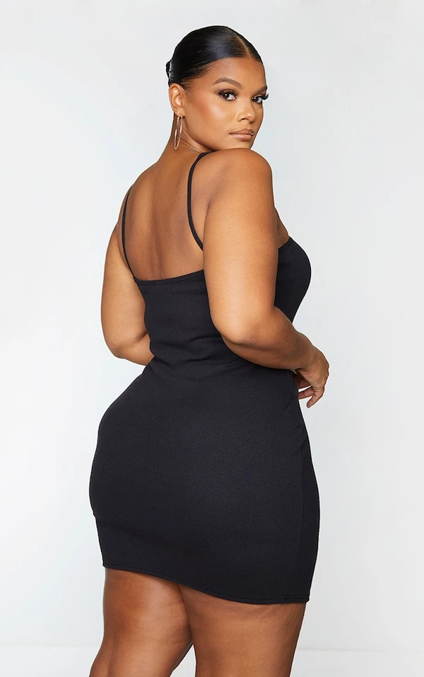 Plus Robe En Maille Côtelée Noir ébène Moulante à Col Haut Style 90's 4 Plus Robe En Maille Côtelée Noir ébène Moulante à Col Haut Style 90's – Image 2