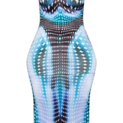 Shape Robe Longue Sans Manches Imprimé Abstrait Bleu à Dos échancré -Jolie Vêtue Soldes Magasin d27271ee861f1082884e2c93aac4ce942a2beb6a cnd7450 5