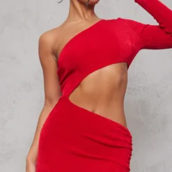 Robe Asymétrique Longue Moulante Rouge En Acétate Découpé -Jolie Vêtue Soldes Magasin d28840f6ba6f2250766cc1084b7fdf5ea5b630a2 cnb5155 4
