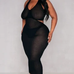 Plus Robe Longue Dos Nu En Maille Noire Transparente Effet Croisé -Jolie Vêtue Soldes Magasin d2f4974f97b1653a7aa3626631b93ddcbf6ae024 cnc7956 3