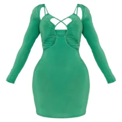 Shape Robe Très Moulante Vert Vif à Lacets Et épaules Dénudées -Jolie Vêtue Soldes Magasin d398d0a21849177ad302f004d6919cc3ebdfb05b cmy3315 6