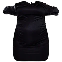 Maternité Mini Robe De Grossesse Ajustée Noire Métalissée à Fronces -Jolie Vêtue Soldes Magasin d3adabc4447d80bca605e354f353c6663bfa95bf cnb6537 5