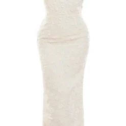 Robe Longue Texturée Crème élimée à Bretelles Et Col Bénitier -Jolie Vêtue Soldes Magasin d44b6cd9b4e5ab68573752e9c5f6fefe70440258 cne2931 5