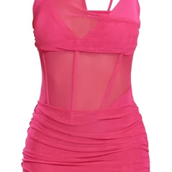 Robe Moulante En Mesh Rose Vif Asymétrique à Liserés Structurants Et Détail Corset -Jolie Vêtue Soldes Magasin d4a4e01c7540dba4dec9bb690e14c9360b06dac9 cnd5933 5