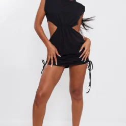 Robe T-shirt En Coton Noir Froncé à Découpes -Jolie Vêtue Soldes Magasin d4dfc2005dd615b556e8789c55ec7c10f1e587f1 cne6500 3