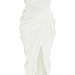 Robe Mi-longue Drapée Blanche à Détail Roses -Jolie Vêtue Soldes Magasin d59aeb8557fe96fa3fbb7ae6553d8590f0f9232d cnd2021 5