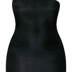 Plus Robe Moulante Plissée Noire à épaule Unique -Jolie Vêtue Soldes Magasin d59d406bf5447418158503d11370fd2aaa4dc4ad cne4176 5