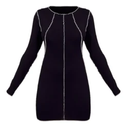 Robe Moulante En Jersey Noir à Coutures Contrastantes -Jolie Vêtue Soldes Magasin d5a20c3b515b2a433e8b35eab668915211b06e61 cnb9606 5