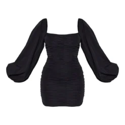 Robe Moulante Noire à Manches Ballon Froncées -Jolie Vêtue Soldes Magasin d5a76f7a4bd541e460c93ef01774e5119bc2fd48 cmf8652 3