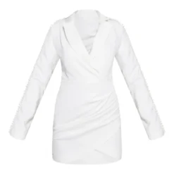 Robe Blazer Portefeuille Blanche à Bordure De Perles -Jolie Vêtue Soldes Magasin d68bb4587abbb88b12431badd770a4a9742ad0c8 cnc7610 5