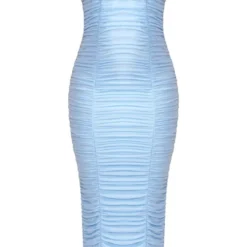 Robe Mi-longue En Mesh Bleu Clair Froncé à Armatures Et Bretelles -Jolie Vêtue Soldes Magasin d68fb2f4bf48b38b2e99c64c1adeb377c3a78922 cne3000 5