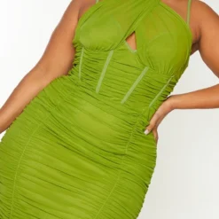 Plus Robe Mi-longue Olive Style Corset à Devant Croisé -Jolie Vêtue Soldes Magasin d701a021b58490571d96faa4083229b8487056b1 cmt8451 5