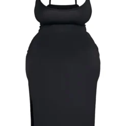 Plus Robe Mi-longue En Jersey Noir à Fente Et Fines Bretelles -Jolie Vêtue Soldes Magasin d7178f3e062c3420929fbf3ec19a1b3fd3e95266 cml2261 6