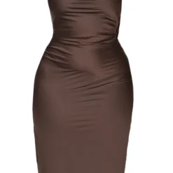 Pure Plus Robe Mi-longue à Fines Bretelles Satinée Chocolat à Col Bénitier Et Dos Lacé -Jolie Vêtue Soldes Magasin d71dadad0834ba57cba48467d9aa153a760e554e cmu9357 6
