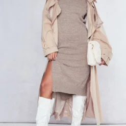 Robe Pull Mi-longue En Maille Gris Pierre à Boucle Et Col Roulé -Jolie Vêtue Soldes Magasin d7a8c7c99c693bad0565b653163eca09be2b02df cnc5807 3