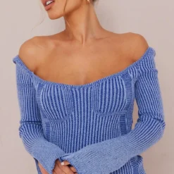 Maternité Robe Corset De Grossesse En Maille Tricot Contrastantée Bleue -Jolie Vêtue Soldes Magasin d7d9bd598be7529355dcaf6b4a6cf89024cda77c cna1549 5