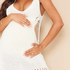 Maternité Robe De Grossesse Longue En Maille Crochet Crème Ajourée Sur Les Côtés -Jolie Vêtue Soldes Magasin d7ff0a24187da25f0bf17f160c71eae9cbdca6f5 cmz3645 5